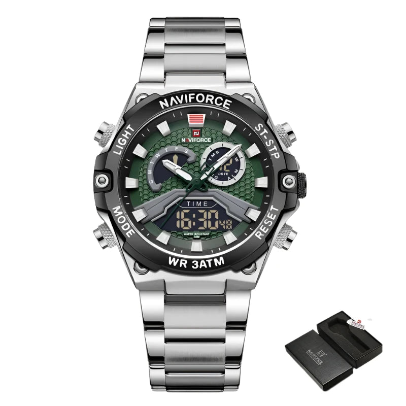 Men Military Quartz Luminous Dual Display Waterproof  Digital Alarm Watch